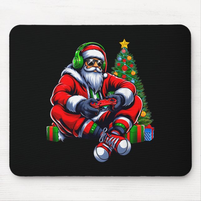 Mousepad Funny Santa Christmas Gamer Controller Xmas Gaming (Frente)