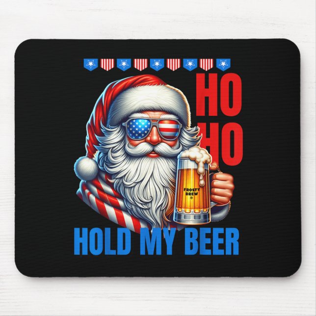 Mousepad Funny Santa Claus Christmas July 4th Patriotic Hol (Frente)