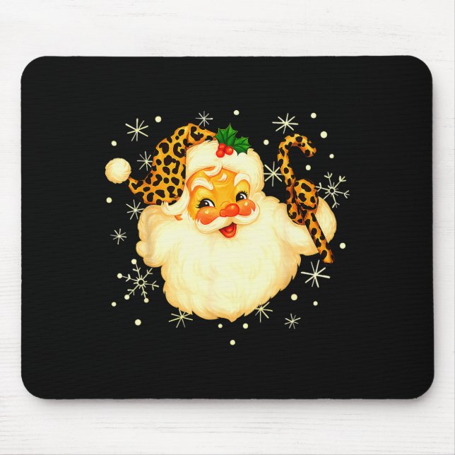 Mousepad Funny Santa Claus Face Christmas Xmas Leopard Sant (Frente)
