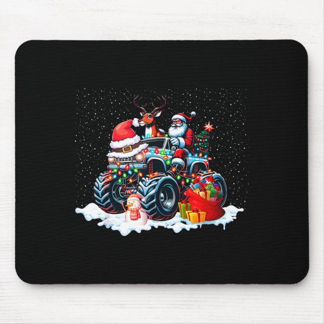 Mousepad Funny Santa Clause Riding Monster Red Truck Xmas T (Frente)