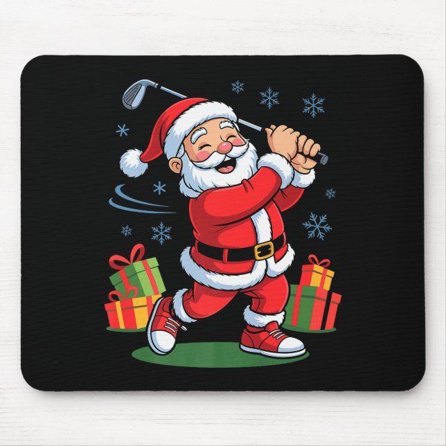Mousepad Funny Santa Playing Golf Holiday Christmas Xmas Pa (Frente)