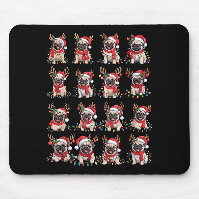 Mousepad Funny Santa Pugs Christmas Xmas For Women Men  (Frente)