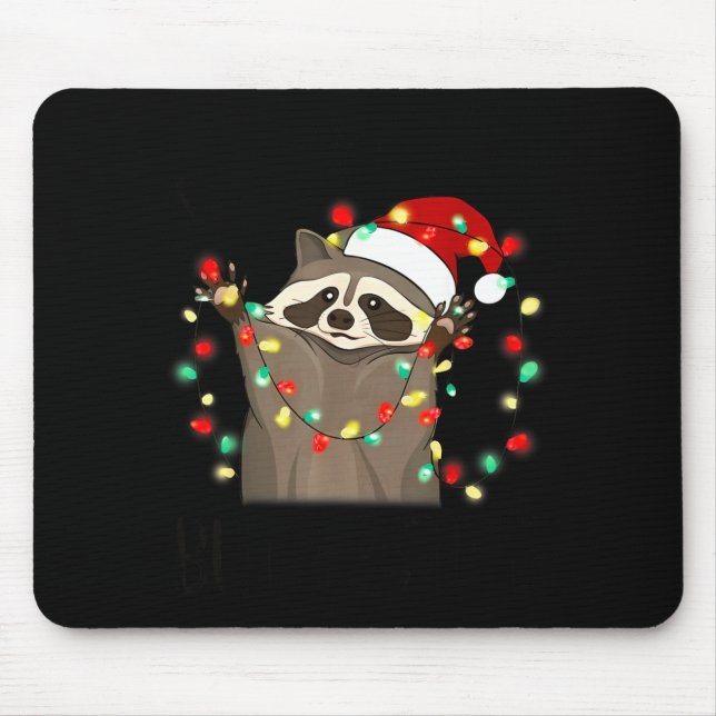 Mousepad Funny Santa Racoon Overstimulated But Festive Xmas (Frente)
