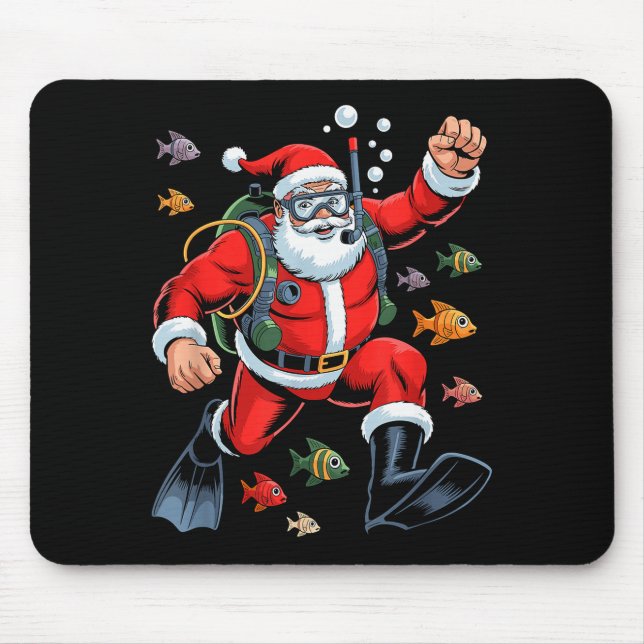 Mousepad Funny Santa Scuba Diving Lover Holiday Christmas X (Frente)