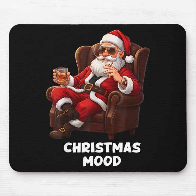Mousepad Funny Sarcastic Santa Smoking And Drinking “christ (Frente)