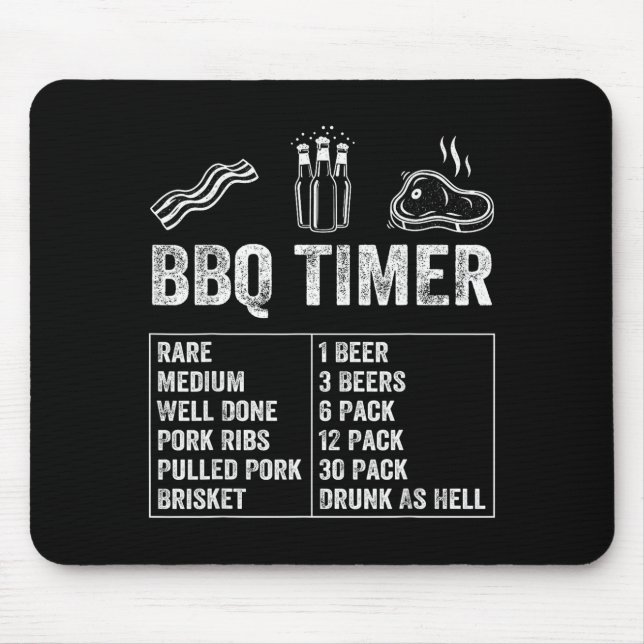 Mousepad Funny Saying Bbq Timer Beer Grill Dad Barbecue Dri (Frente)