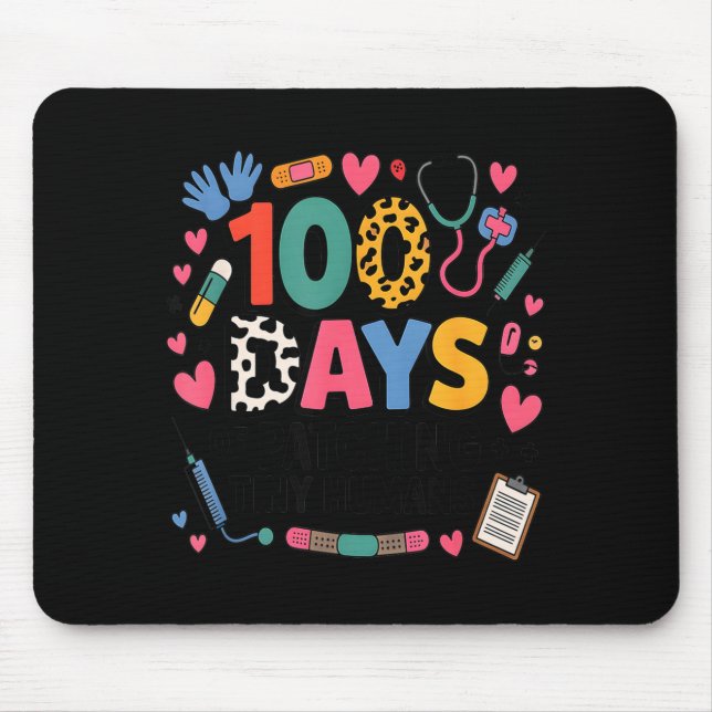 Mousepad Funny School Nurse 100 Days Patching Tiny Humans I (Frente)