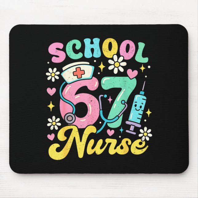 Mousepad Funny School Nurse 67 Cute Medical Meme Design  (Frente)