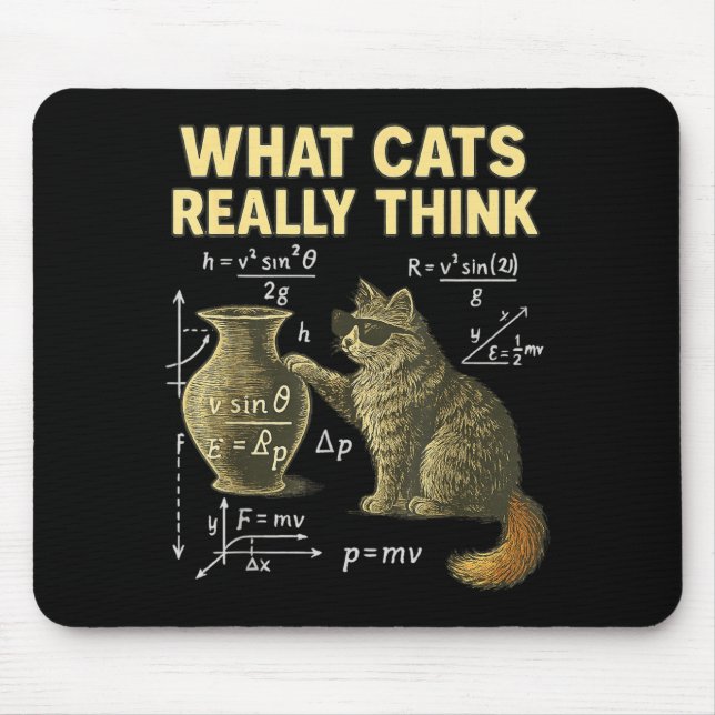 Mousepad Funny Science Cat Physics What Cats Think Gift Men (Frente)