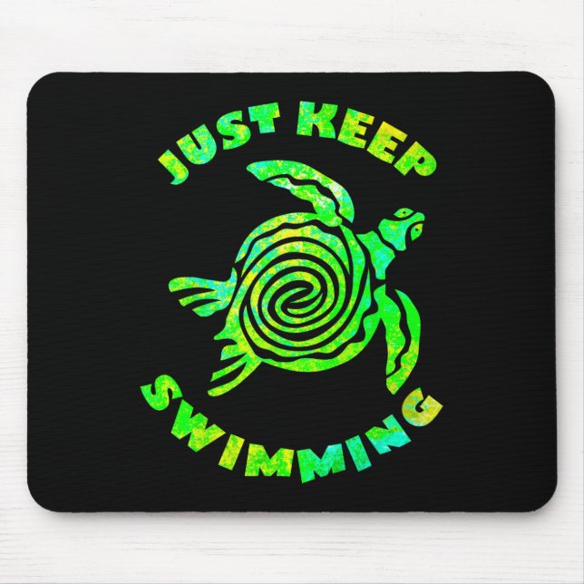 Mousepad Funny Sea Turtle Just Keep Swimming Ocean Beach Va (Frente)