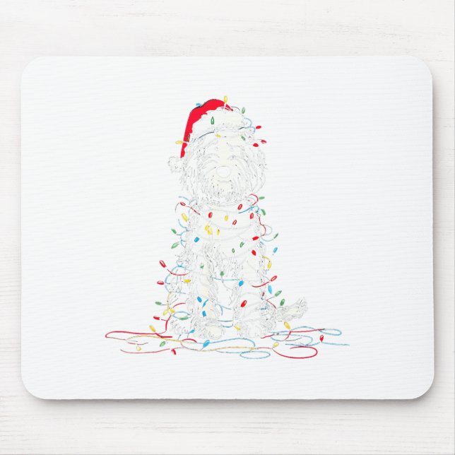 Mousepad Funny Sheepadoodle Christmas Graphics Dog Lights L (Frente)