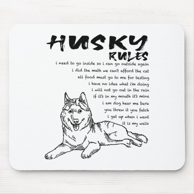 Mousepad Funny Siberian Husky Dog Hand Drawn Art Men Women  (Frente)