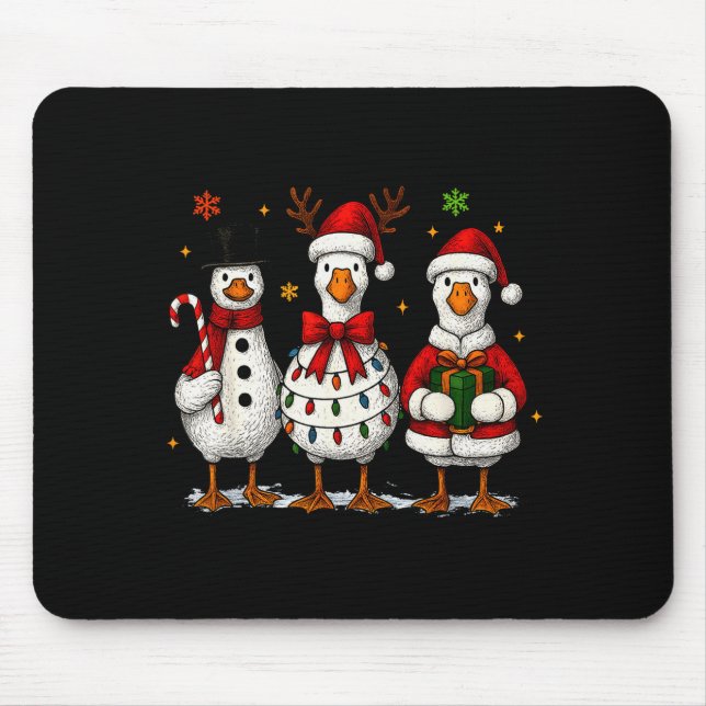 Mousepad Funny Silly Goose Merry Christmas Lights Goose Xma (Frente)