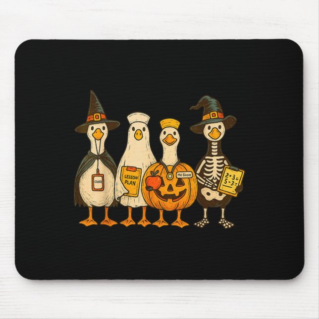 Mousepad Funny Silly Goose Teacher Halloween Trick Or Teach (Frente)