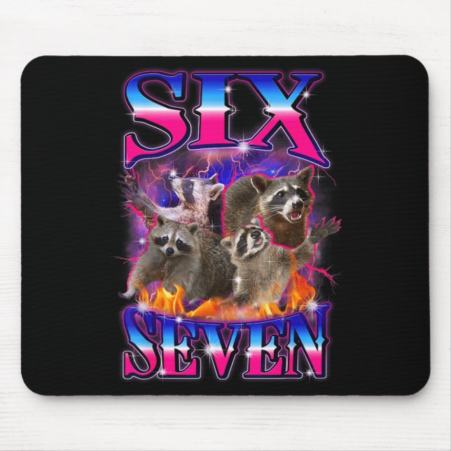 Mousepad Funny Six Seven 67 Meme 67 Racoon Meme Bootleg Gra (Frente)