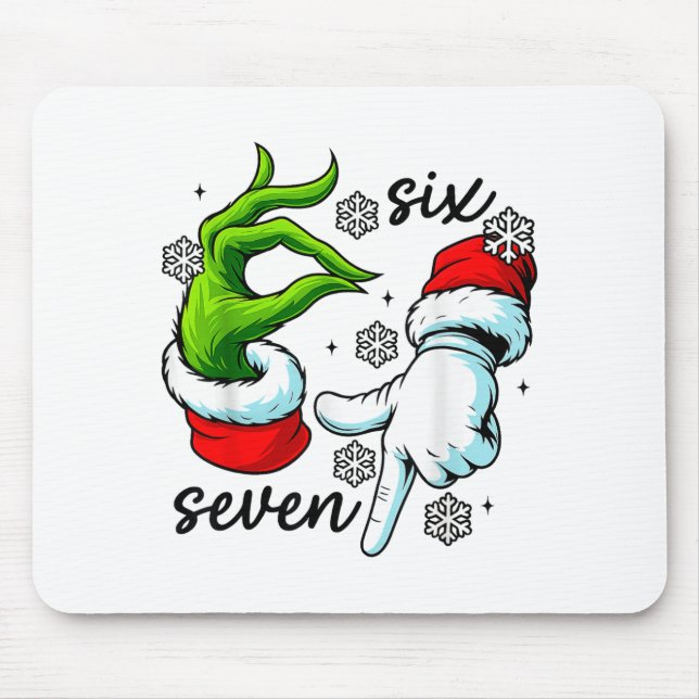 Mousepad Funny Six Seven 67 Meme 6 7 Christmas Elf Hand Boy (Frente)