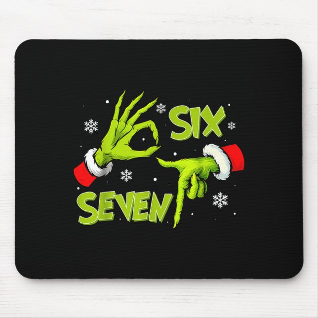 Mousepad Funny Six Seven 67 Meme 6 7 Christmas Elf Hand Boy (Frente)
