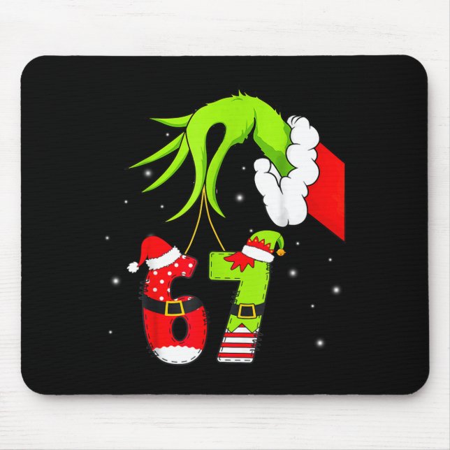 Mousepad Funny Six Seven 67 Meme 6 7 Elf Santa Christmas Pa (Frente)