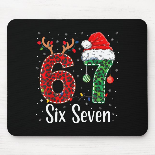 Mousepad Funny Six Seven 6 7 Meme 67 Christmas Leopard Xmas (Frente)