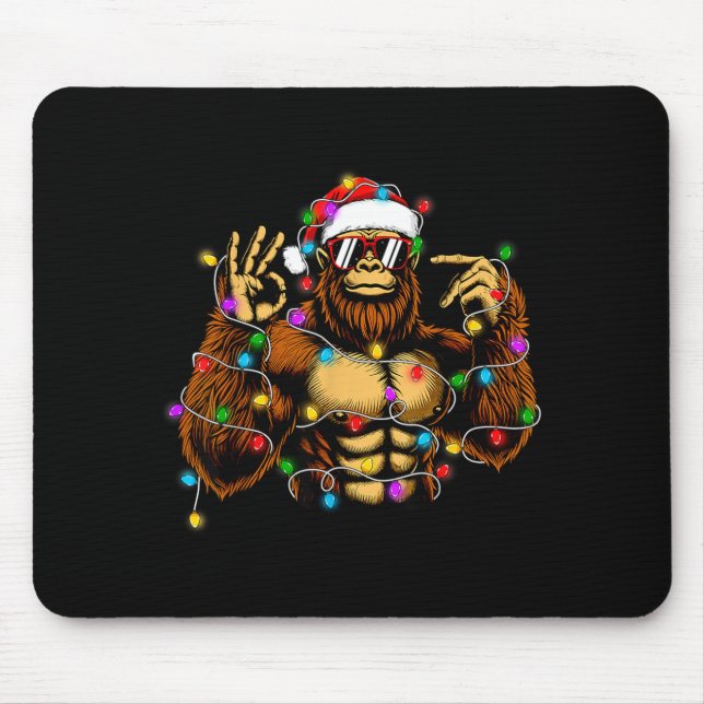 Mousepad Funny Six Seven 6 7 Meme Bigfoot Christmas Lights  (Frente)