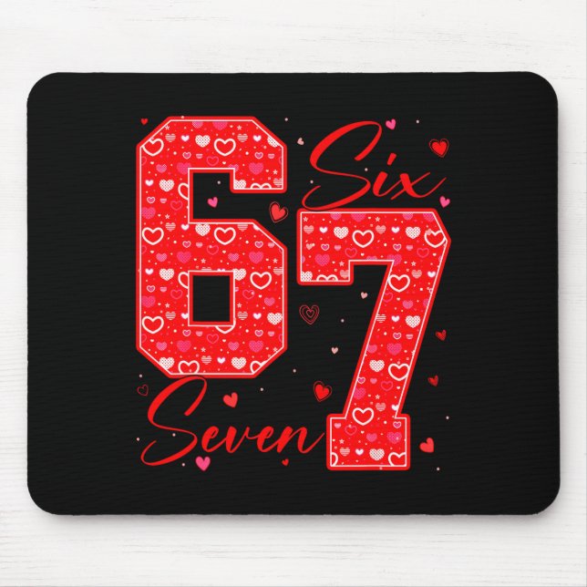 Mousepad Funny Six Seven 6 7 Meme Hearts Cupid Valentines D (Frente)