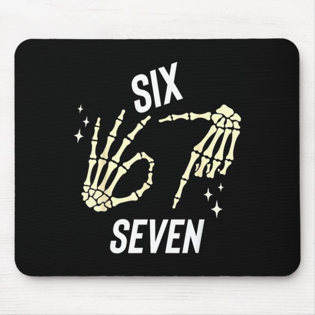 Mousepad Funny Six Seven Gen Alpha Slang Meme 6 7 Skeleton  (Frente)