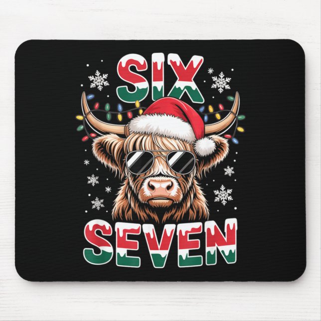 Mousepad Funny Six Seven Highland Cow Christmas 67 Cool Xma (Frente)