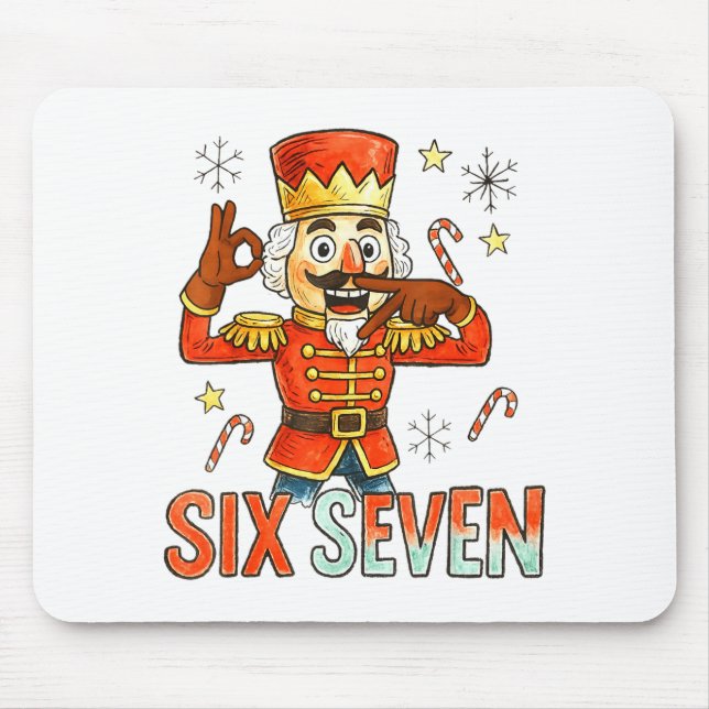 Mousepad Funny Six Seven Meme Christmas Nutcracker Men Wome (Frente)