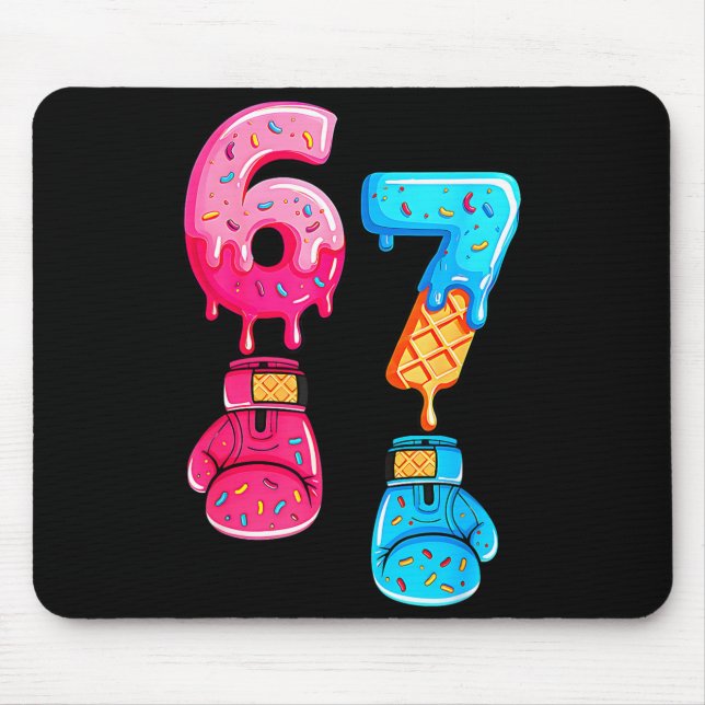 Mousepad Funny Six Seven Meme Ice Cream Drip 67 Boxing  (Frente)