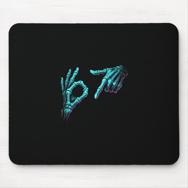 Mousepad Funny Skeleton Hand Meme 67 Gen Alpha Halloween Si (Frente)