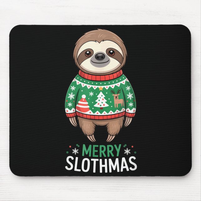 Mousepad Funny Sloth Lover Christmas Merry Slothmas Ugly Ho (Frente)