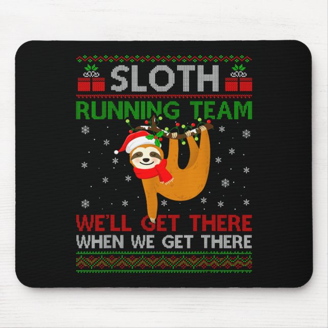 Mousepad Funny Sloth Running Team Xmas Lights Ugly Sloth Ch (Frente)