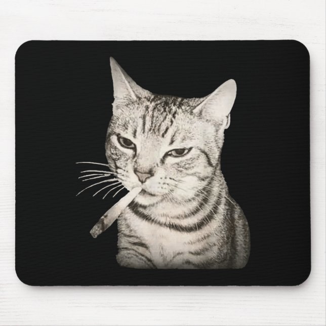 Mousepad Funny Smoking Cat Cigarette Kitty Gen Z Meme  (Frente)