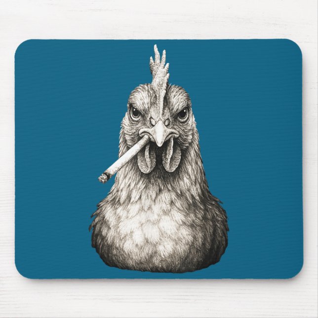 Mousepad Funny Smoking Chicken Cigarette Gen Z Meme Farm An (Frente)