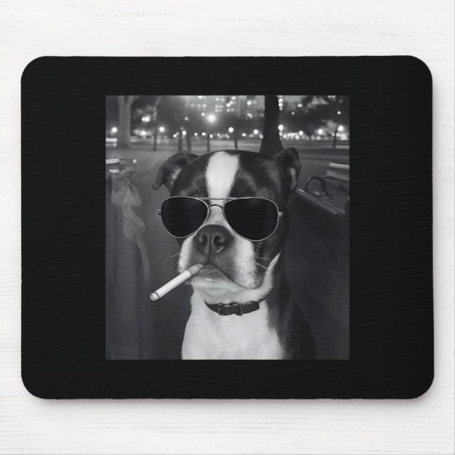 Mousepad Funny Smoking Dog Meme Cigarette Gen Z Meme Dog Lo (Frente)