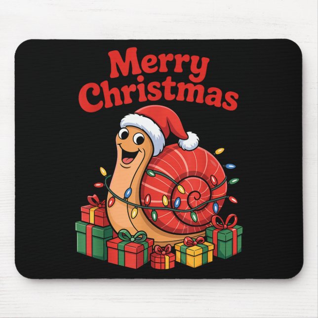 Mousepad Funny Snail Santa Hat Animals Lovers Ugly Christma (Frente)