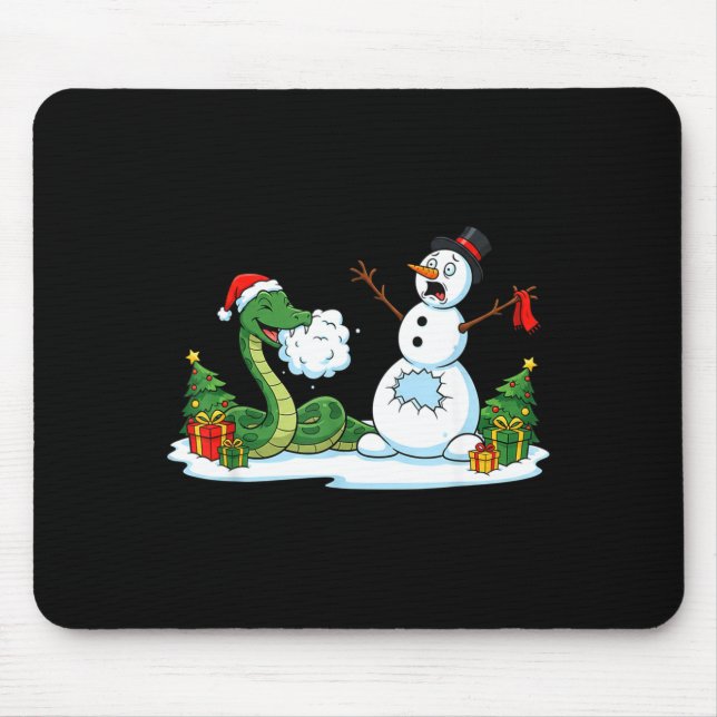 Mousepad Funny Snake Snowman Christmas Tree Xmas Womens Men (Frente)