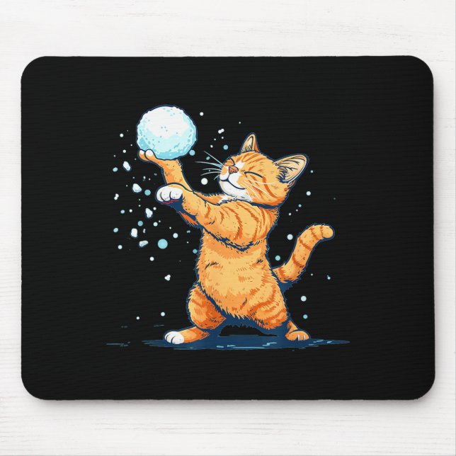 Mousepad Funny Snowball Cat In Winter For Men Women Kids  (Frente)