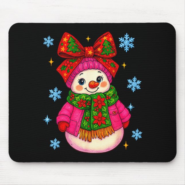 Mousepad Funny Snowman Christmas Costume Cute Toddler Girl  (Frente)