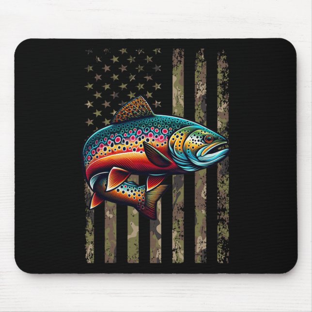 Mousepad Funny Speckt Brook Trout Bandeira Americana (Frente)