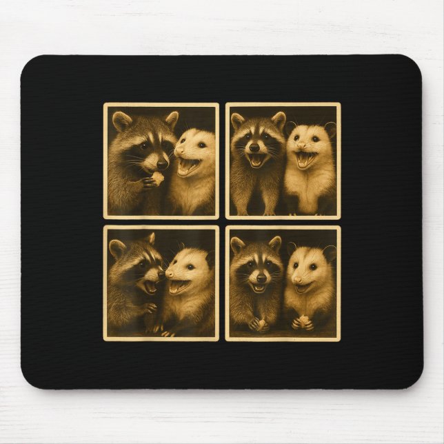 Mousepad Funny Ssum And Raccoon Photobooth Selfie Trash Fer (Frente)