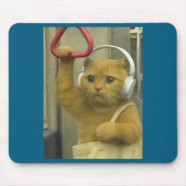 Mousepad Funny Subway Cat Meme Stud Brainrot Cats Humor Kit (Frente)