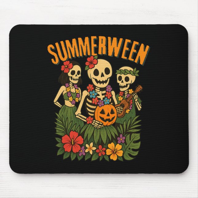 Mousepad Funny Summerween Skeletons Luau Party Halloween Be (Frente)