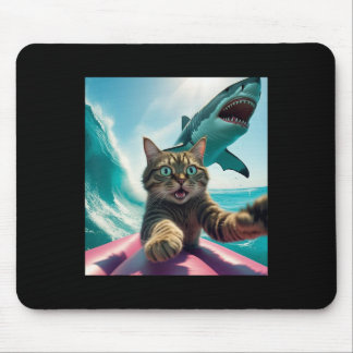 Mousepad Funny Surfing Cat Selfie With Shark Meme _1 