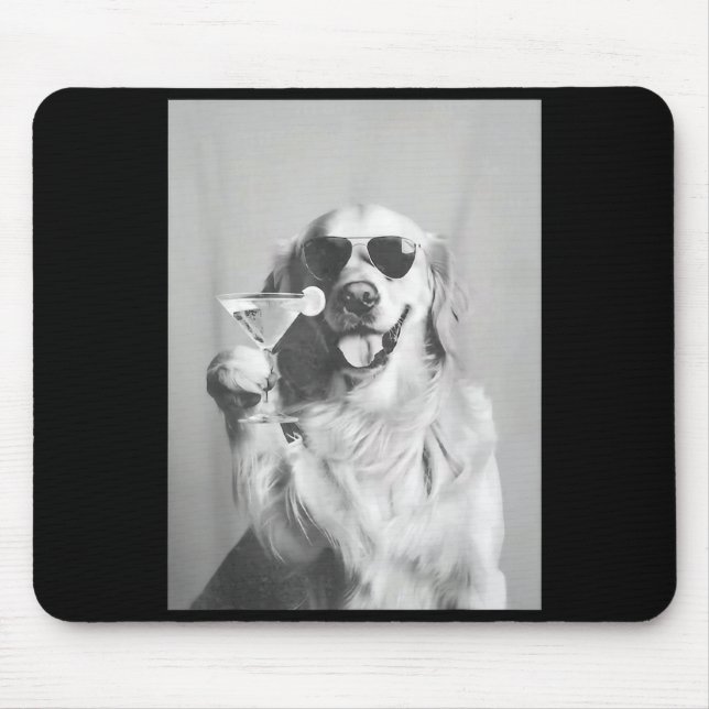 Mousepad Funny Tail Dog Golden Retriever With Sungles Marti (Frente)