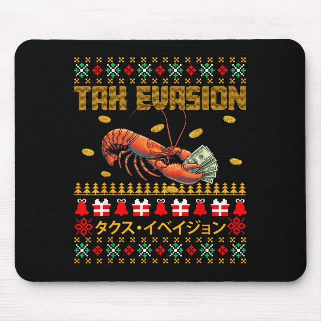 Mousepad Funny Tax Evasion Lobster Money Ugly Christmas Swe (Frente)