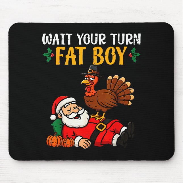 Mousepad Funny Thanksgiving Christmas Turkey Vs Santa Men W (Frente)