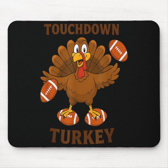 Mousepad Funny Thanksgiving Football Touchdown Turkey  (Frente)