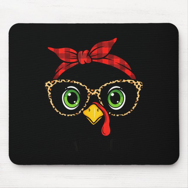 Mousepad Funny Thanksgiving Turkey, Leopard Gles &amp; Buff (Frente)