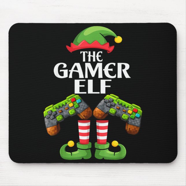 Mousepad Funny The Gamer Elf Christmas Gamer Boy Kids  (Frente)